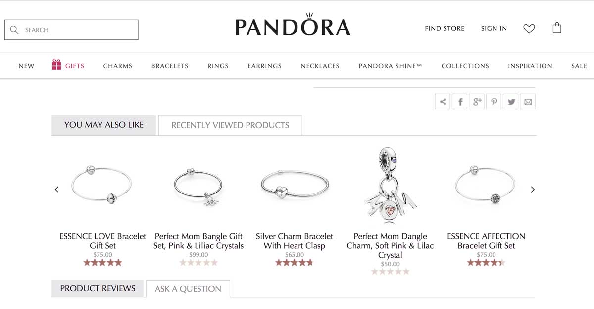 Related products on ecommerce product page